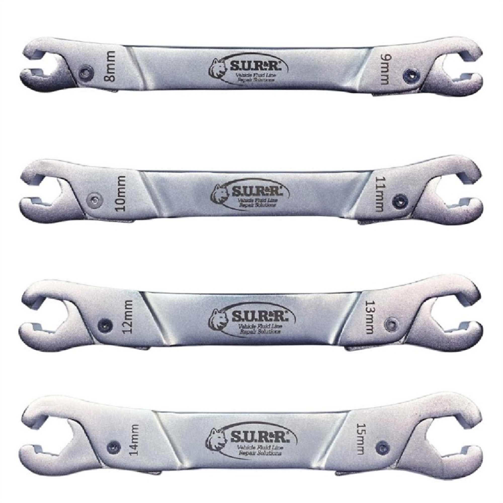 S.U.R. & R. 4-Piece Ratcheting Line Wrench Set — SAE and Metric, Model# SRRRLW400
